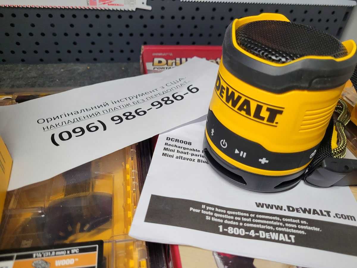 Стереодинамік bluetooth USB Type-С до 14 годин роботи DeWALT DCR008