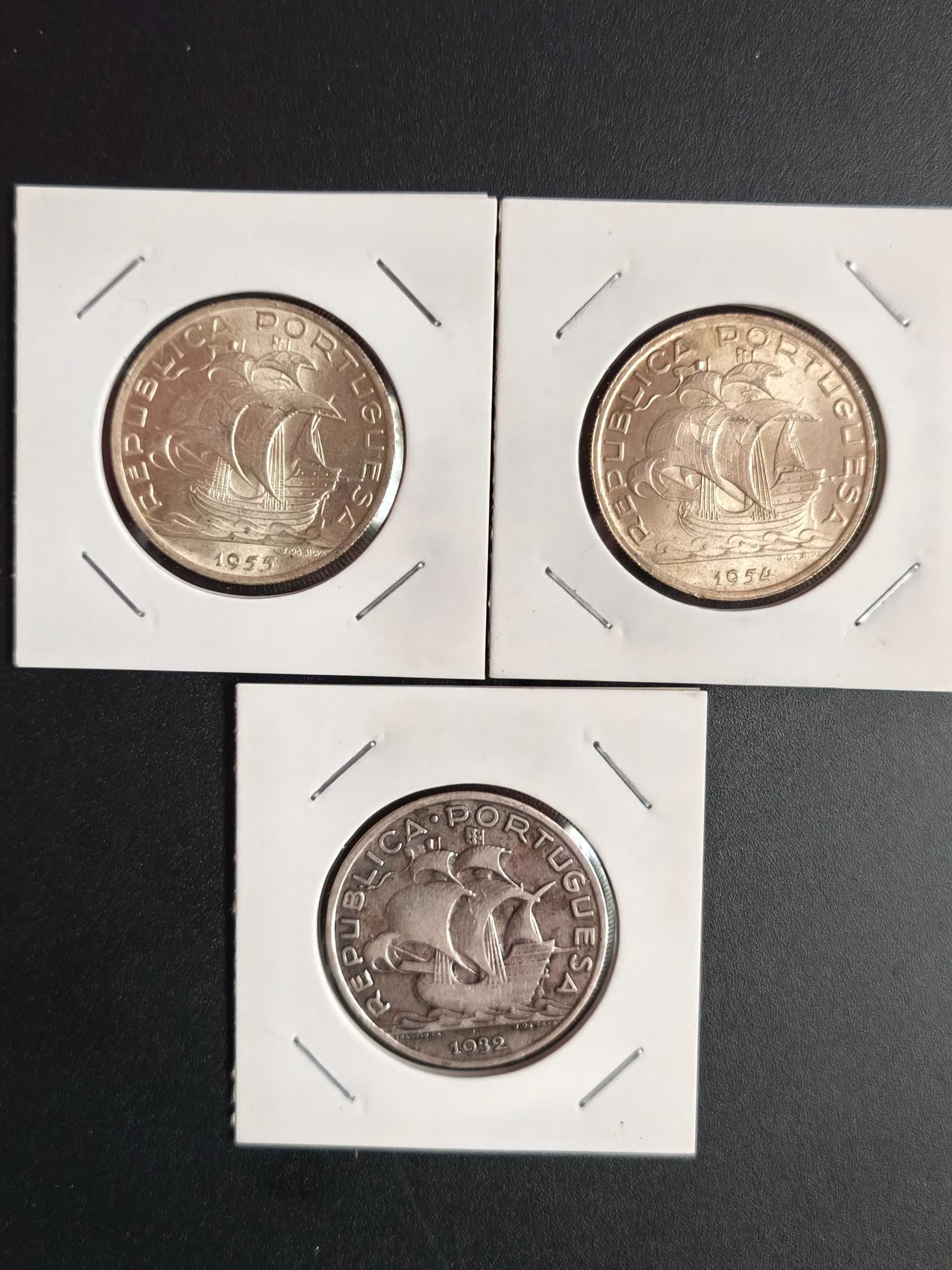 lote 3 moedas 10 escudos prata