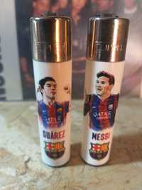 2 isqueiros Clipper Barcelona Messi e Suarez