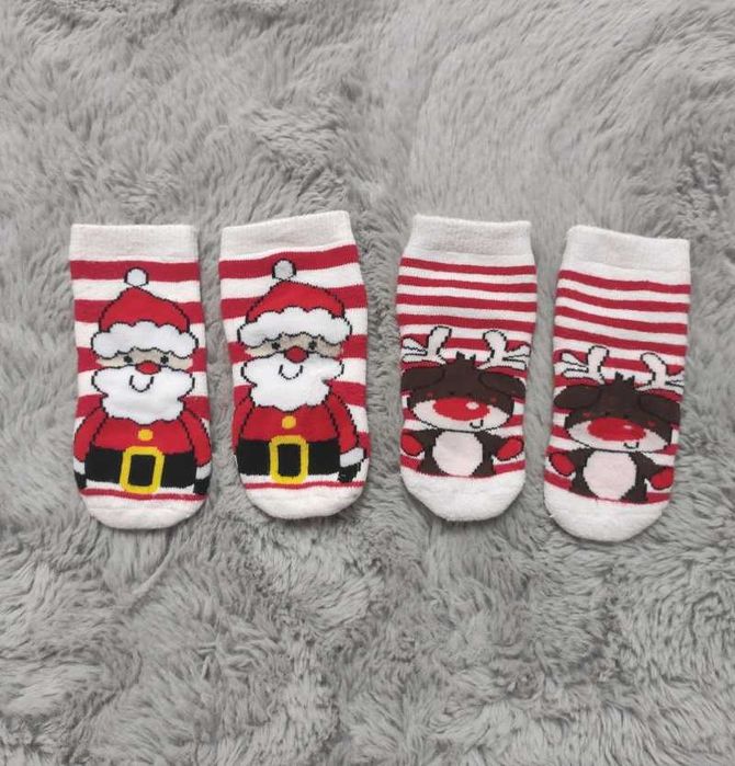 2 x świąteczne skarpetki na święta RENIFER i MIKOŁAJ