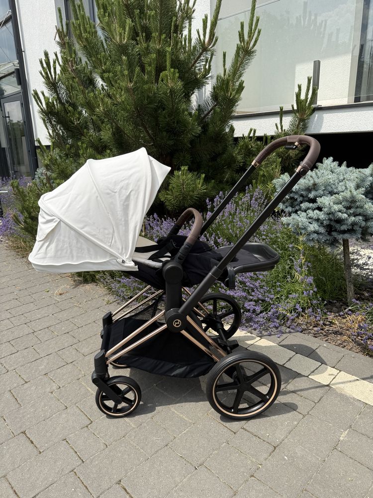 Cybex priam 4.0 3в1 Off White, шасі Rosegold.