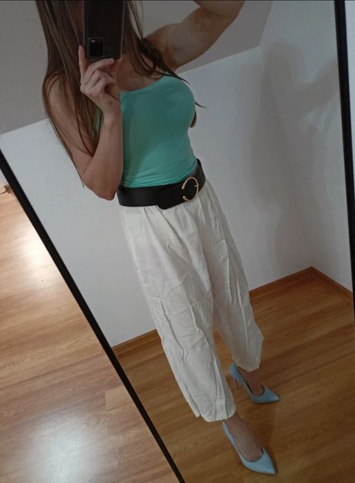 Spodnie damskie eleganckie białe cygaretki oversize xxl