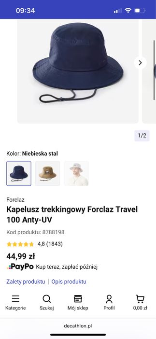 Kapelusz Decathlon 56cm jak nowy