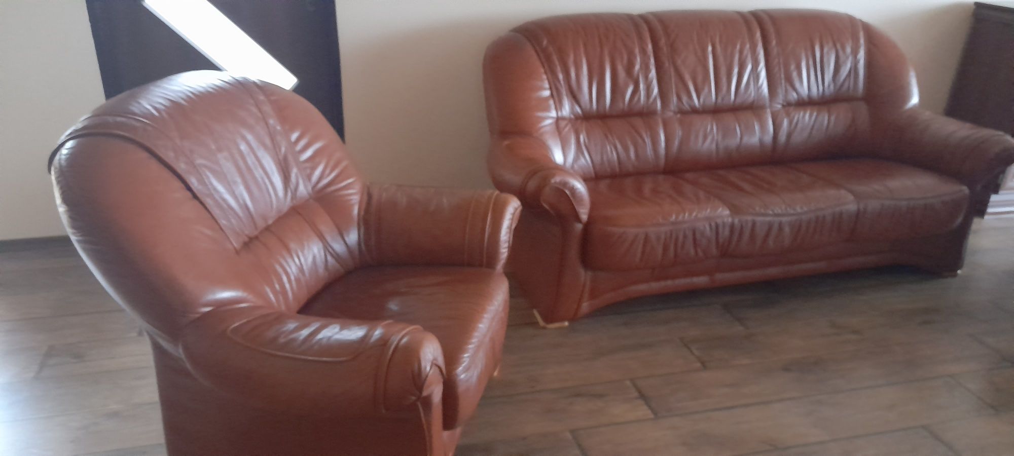 Elegancki wygodny skóra naturalna 3+1+1 wypoczynkowy sofa i fotele