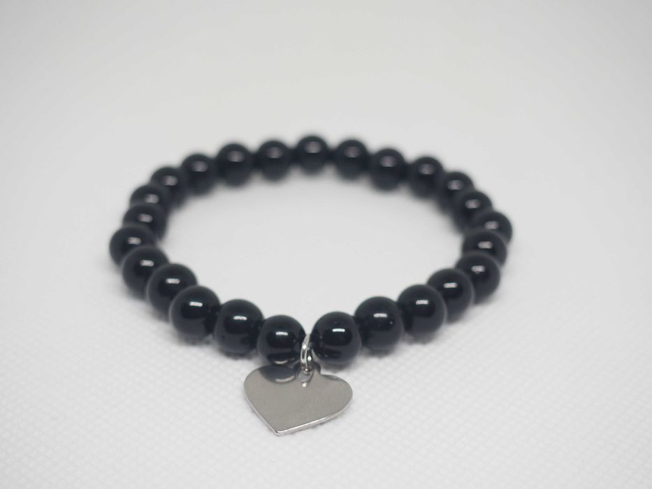 Ręcznie robiona bransoletka z kamieni - Obsydian