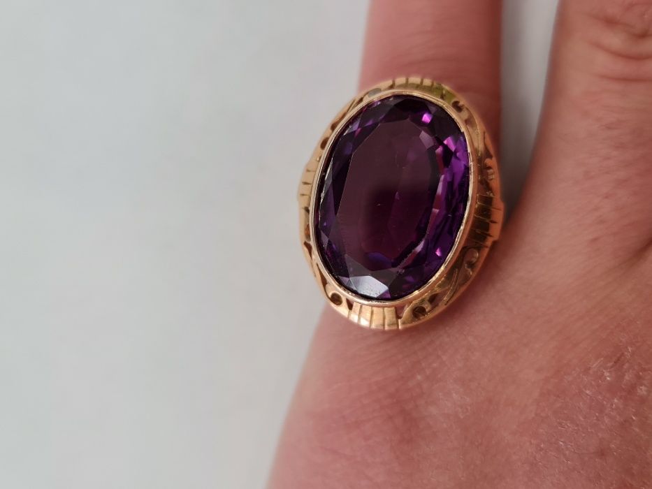 Aleksandryt! Wyjątkowy złoty pierścionek/ 585/ 13.08 gram/ R18
