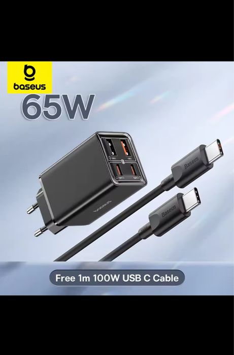 Мережевий зарядний пристрій Baseus GaN6 Pro Fast Charger 2C+2U 65W EU