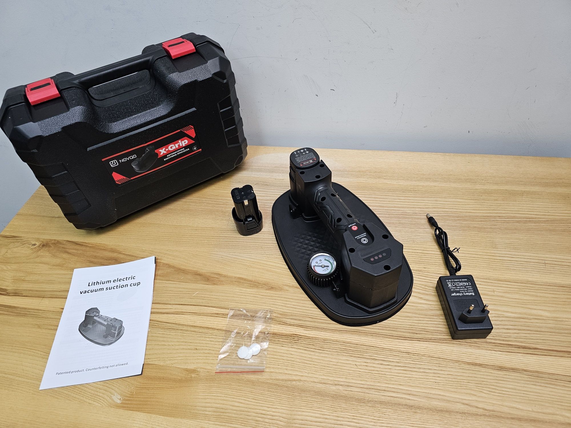 На 170кг Мощная Присоска NOVQO X-GRIP - Grabo +2Акб 16.V+ Кейс