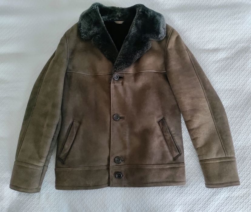 Kożuch naturalny brązowy męski pilotka L