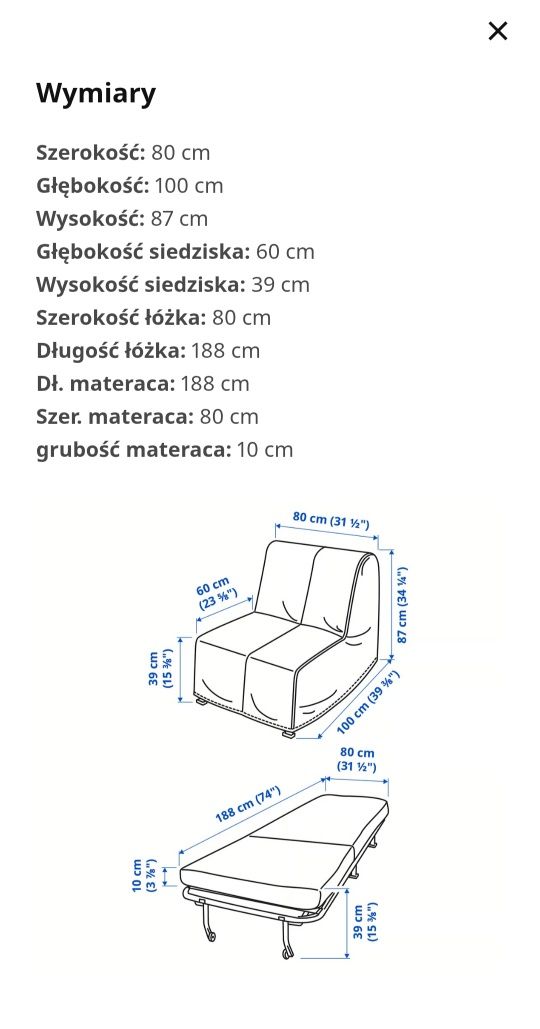 Fotel rozkładany Lycksele
