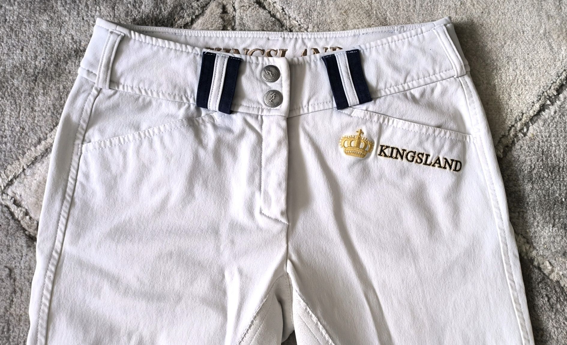 Bryczesy konkursowe Kingsland, białe, XS, 34, S, 36