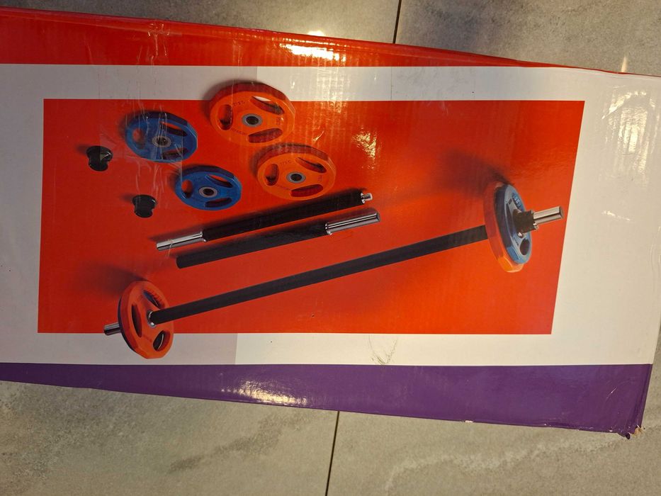 Sztanga + Hantle Powlekane/gumowane stałe BASIC FIT 8kg Prosty Gryf