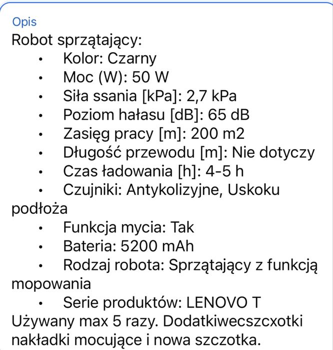 Robot sprzatajacy lenowo T1
