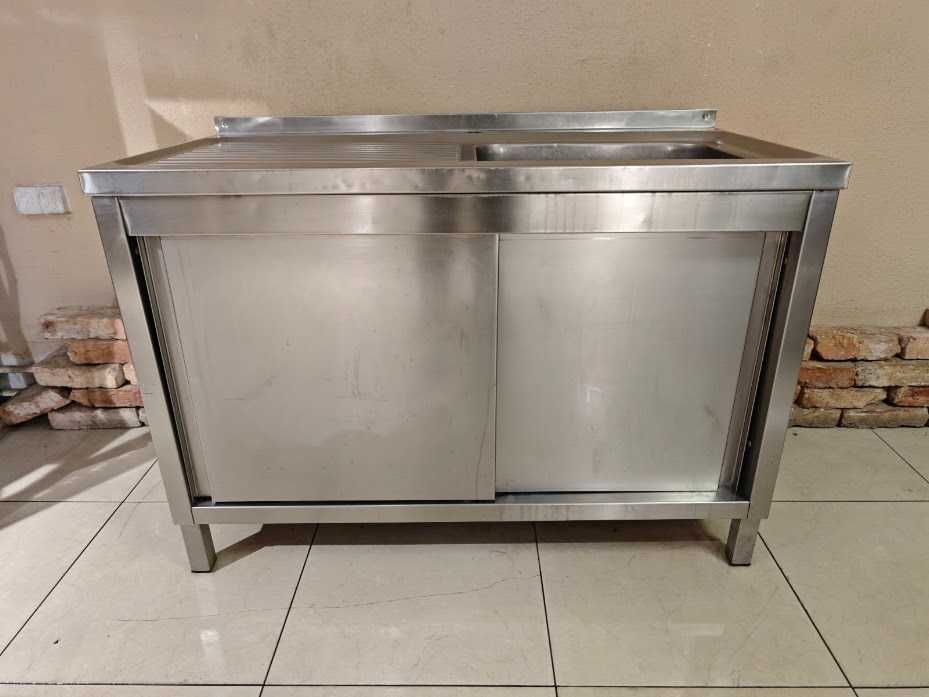 Zlew gastronomiczny z szafką 120x60 – komora po prawej