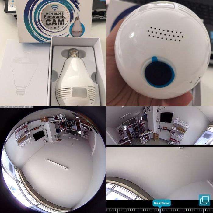 Lampada camera HD 360 APP Android Ios Iphone camara ip com som foco