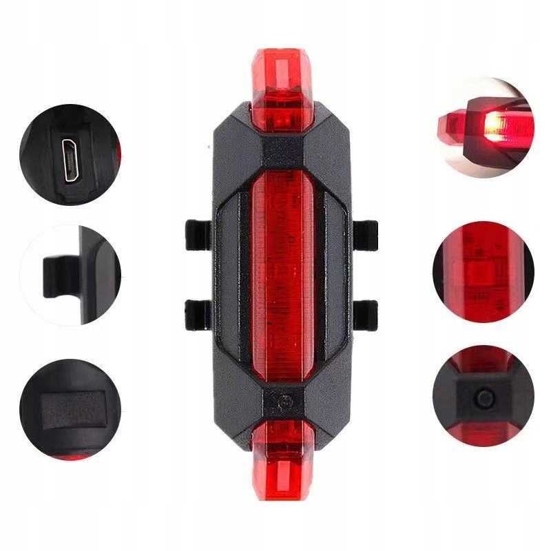 LAMPKA ROWEROWA LED tylna na tył roweru czerwona na usb g