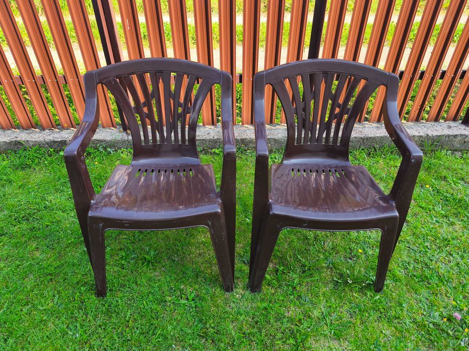 Krzesła plastikowe, ogrodowe 2 szt brązowe