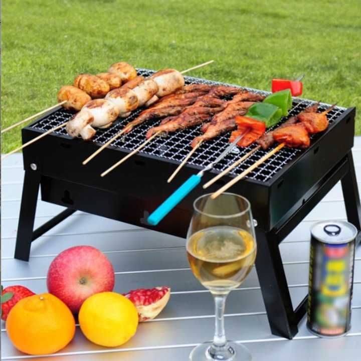 Składany Grill, przenośny turystyczny + Akcesoria Grillowe ZESTAW XL