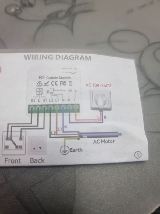 Interruptor rf com comando para persianas elétricas