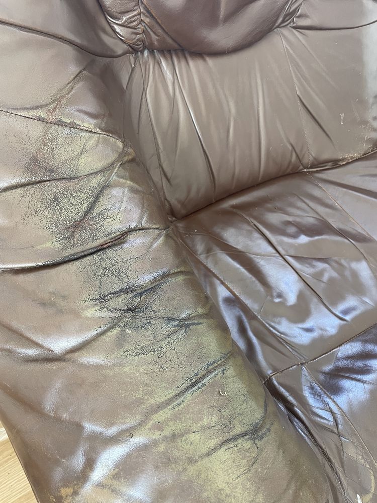 Skórzany wypoczynek sofa + 2 fotele