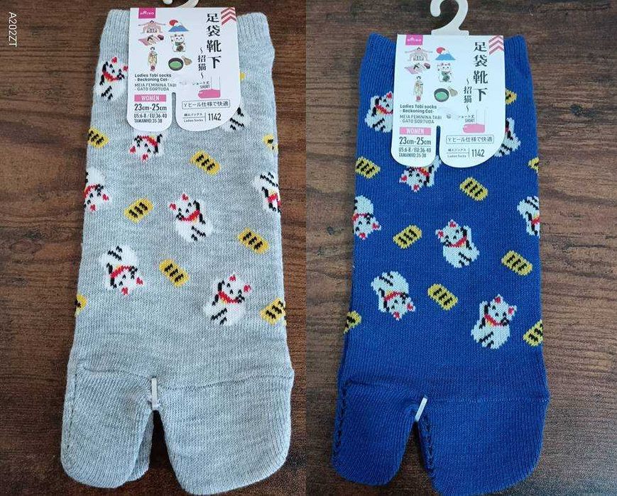 Tabi Skarpety z tradycyjnym rozcięciem na palec do japonek Maneki Neko