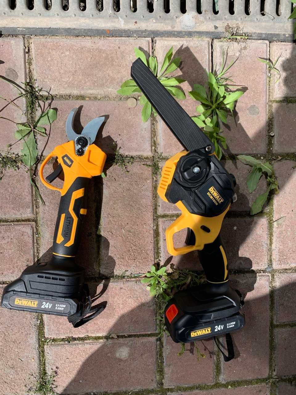 НОВИНКА! Акумуляторний набір 2 в 1 DeWalt 24 +Секатор. пилка 2  цепки