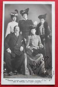 REI D CARLOS E RAINHA D AMÉLIA COM RAINHA ALEXANDRA E PRINCESAS 1905
