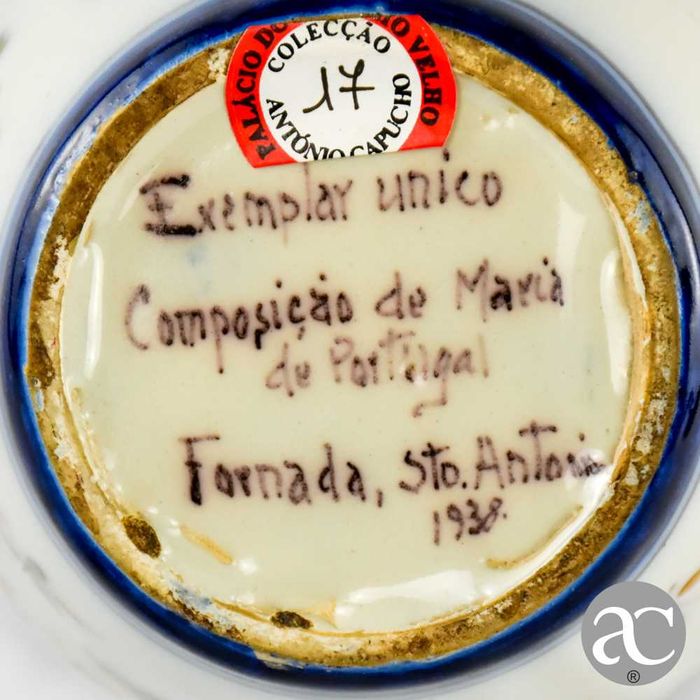 Bilha com tampa faiança Battistini Maria de Portugal, exemplar único