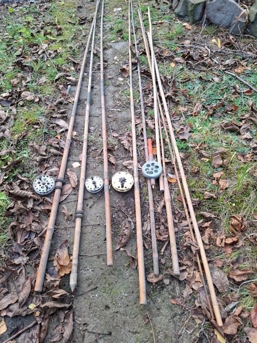 Wędki bambusowe z kołowrotkiem