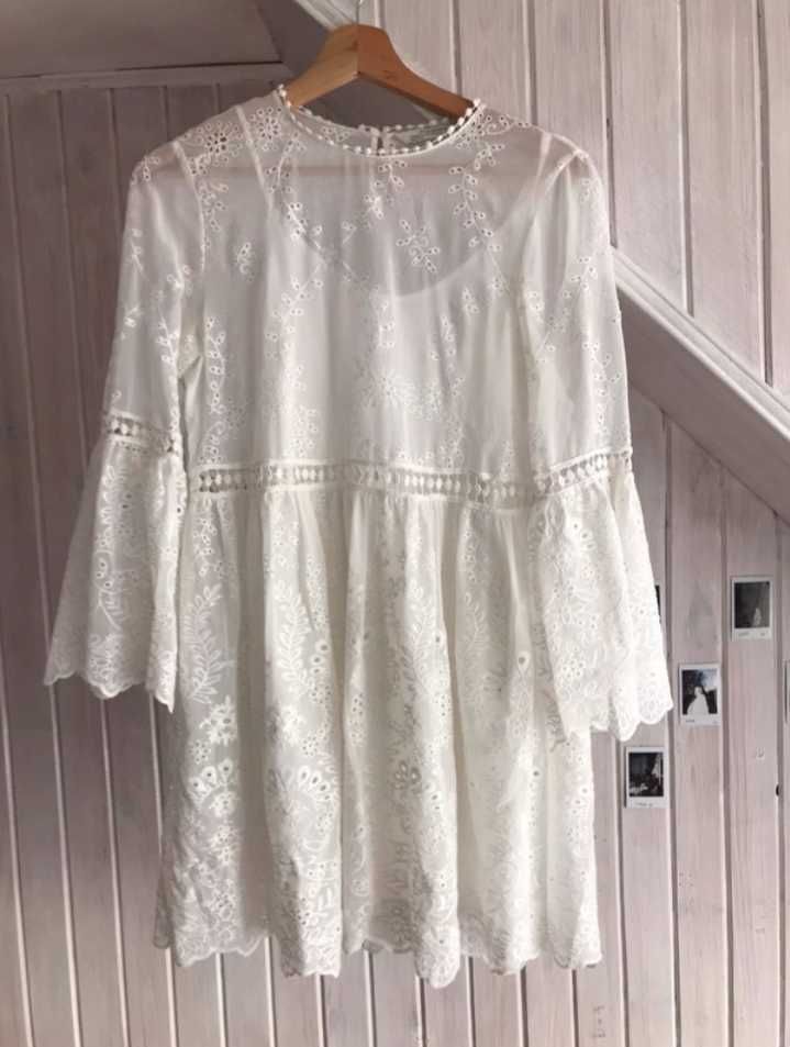 Zara cudna koronkowa haftowana sukienka tunika Boho M/38