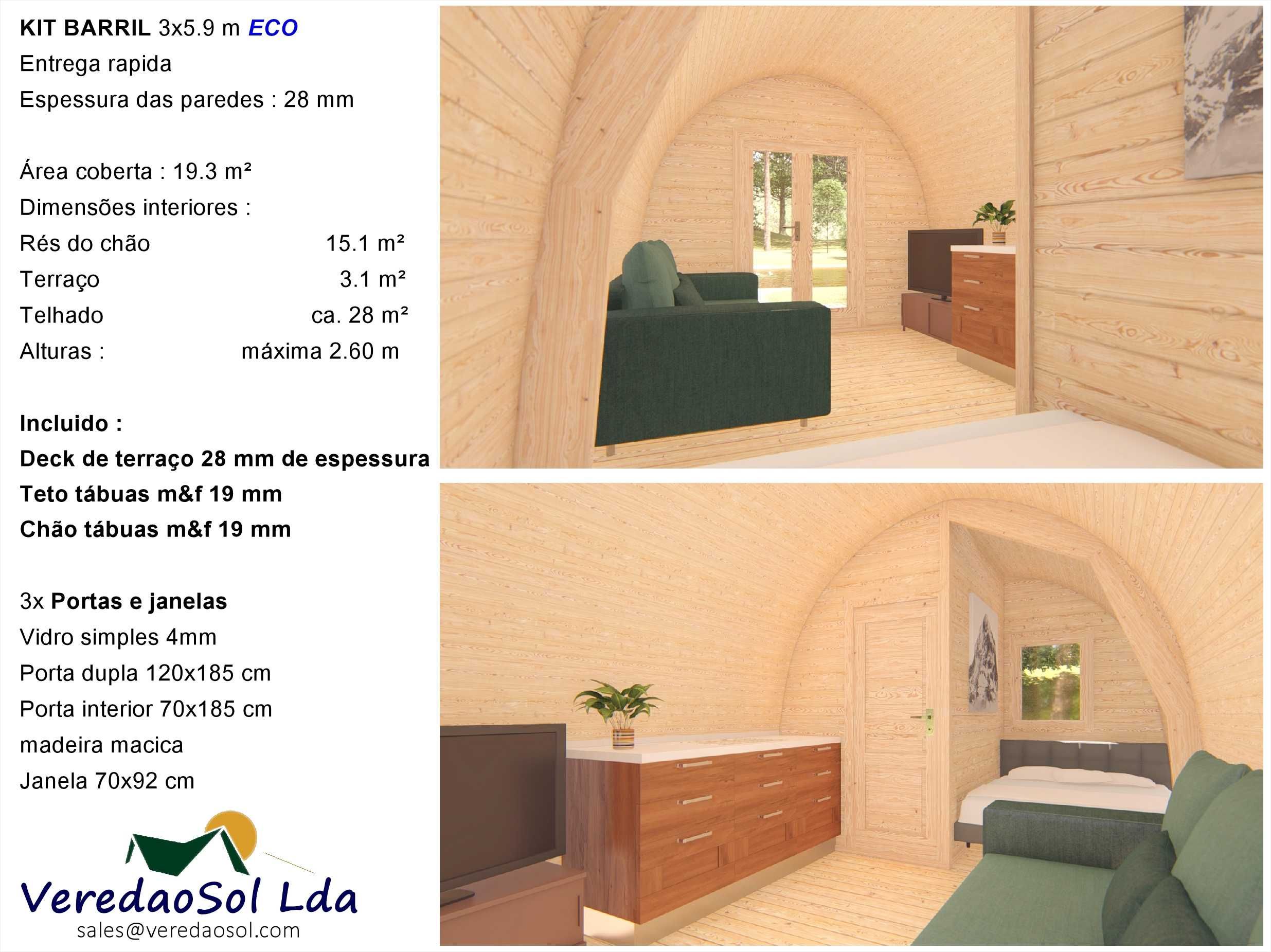 Casa Madeira KIT BARRIL / Kokon 28/44mm - Coberta 19.4m² - ECO