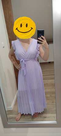 Fioletowa sukienka midi plisowana