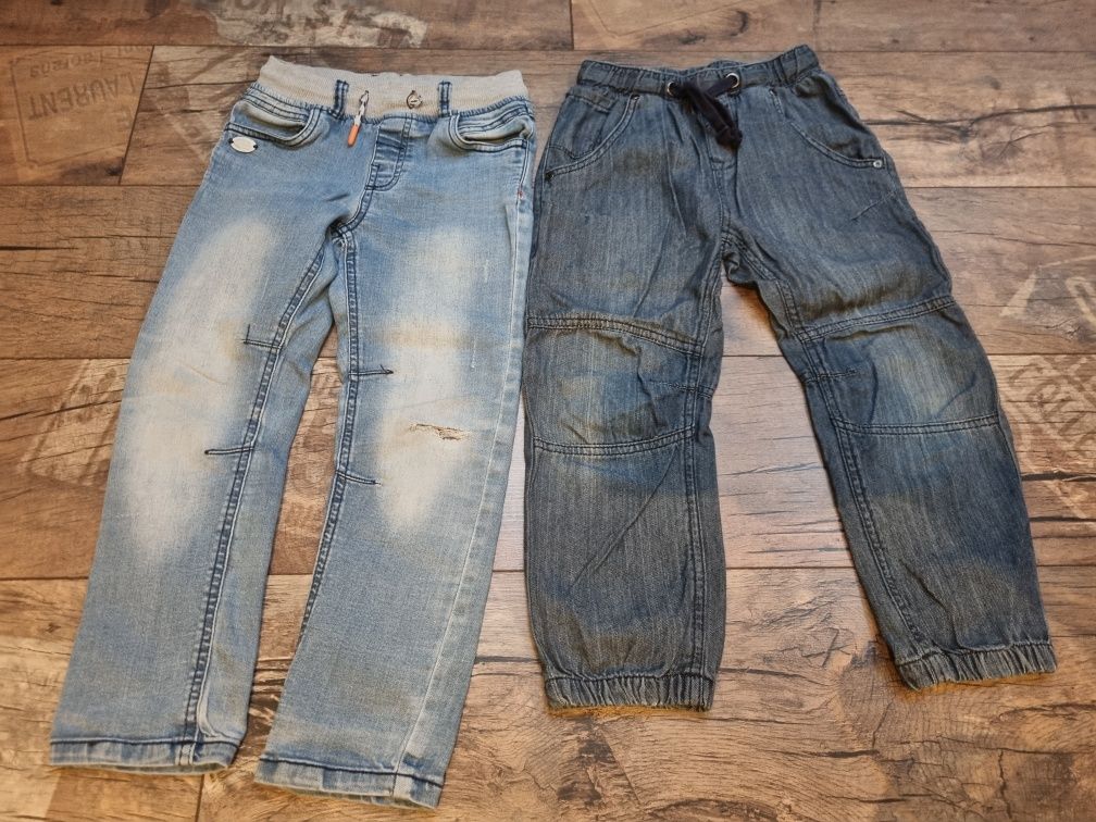 7 par spodni jeans, materiałowe, sportowe 116 cm