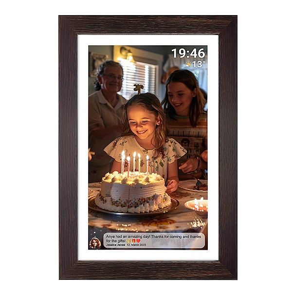 Ramka cyfrowa 15.6" Denver Frameo PFF-1543DW - brązowa