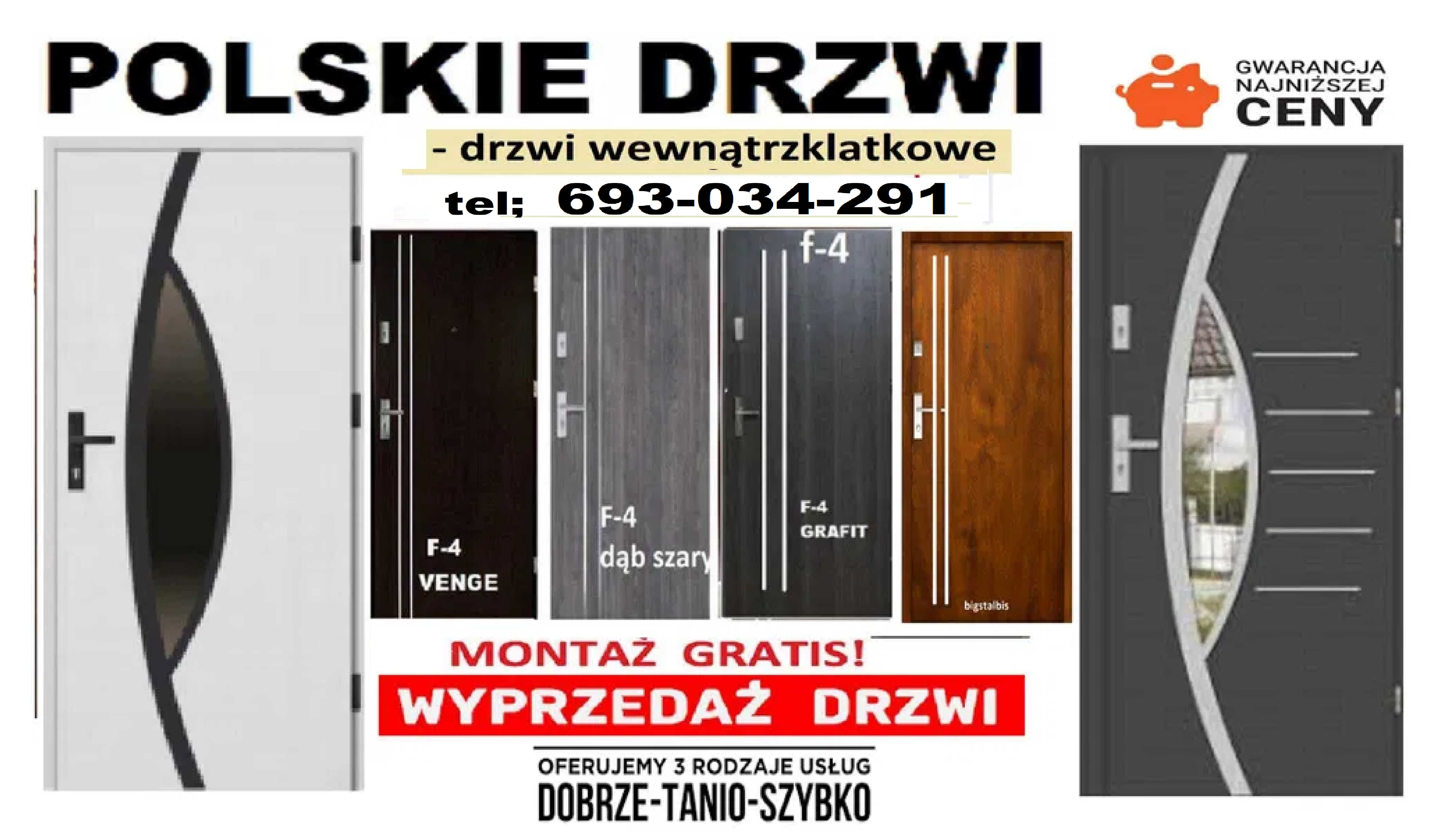 Drzwi ZEWNĘTRZNE wejściowe z montażem ,wewnątrzklatkowe z akustyką