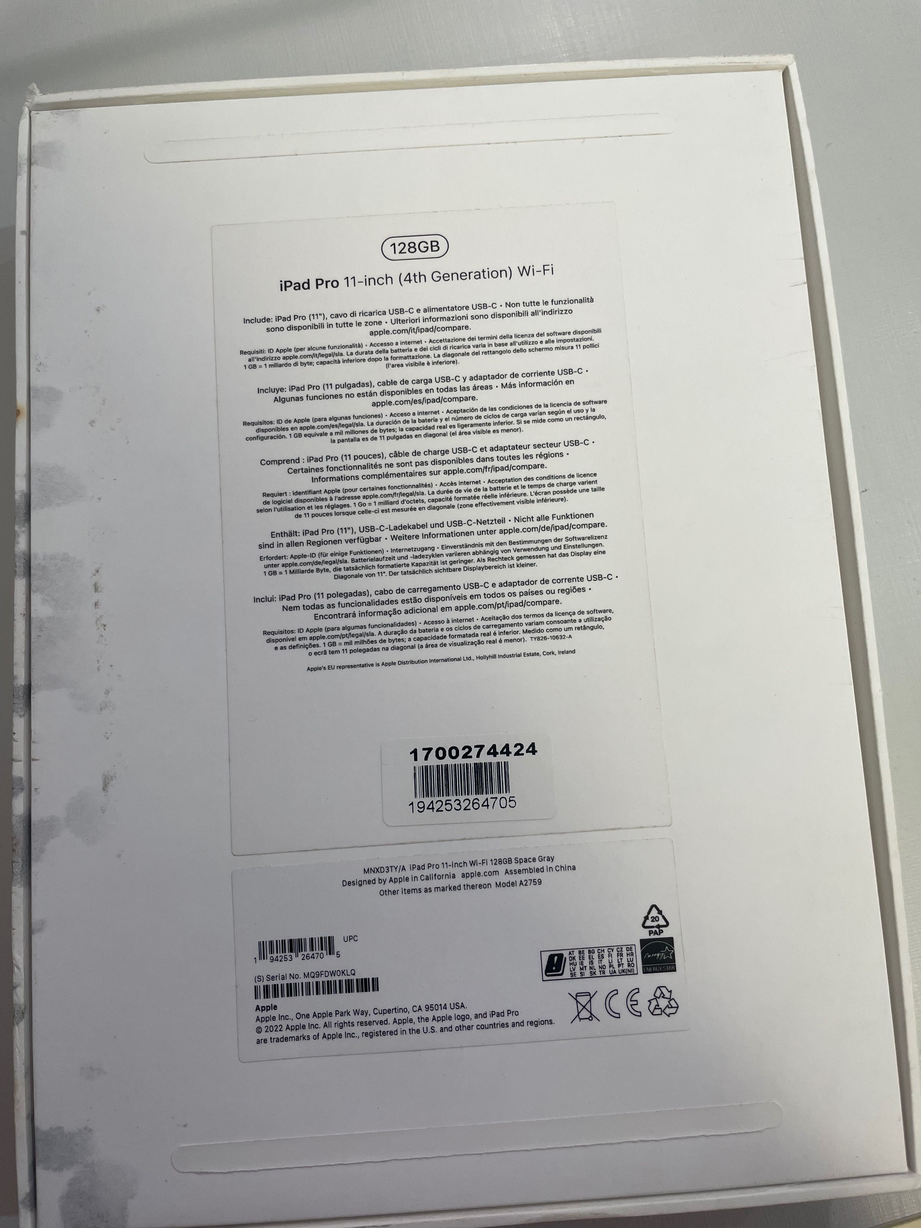 Vendo iPad Pro 11” (4ª Geração) Wi-Fi – 128GB – Space Gray