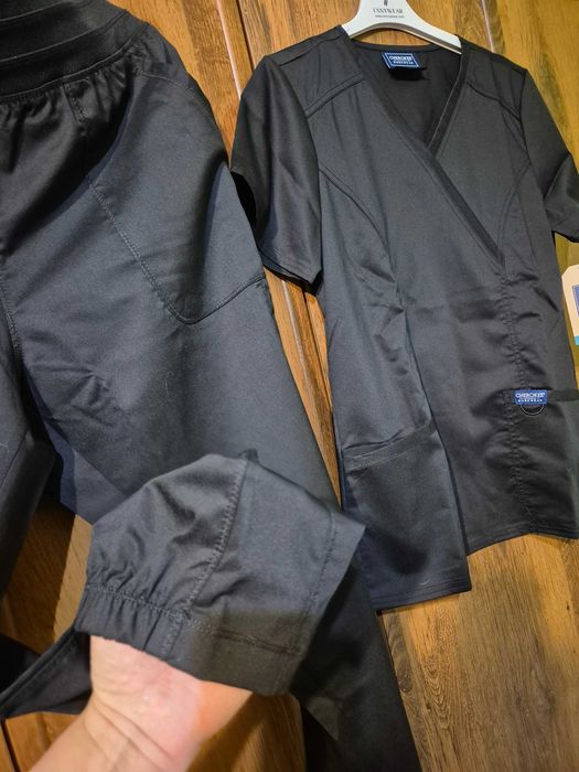 Super cena czarny komplet medyczny wiskoza kosmetyczka beauty fryzjer