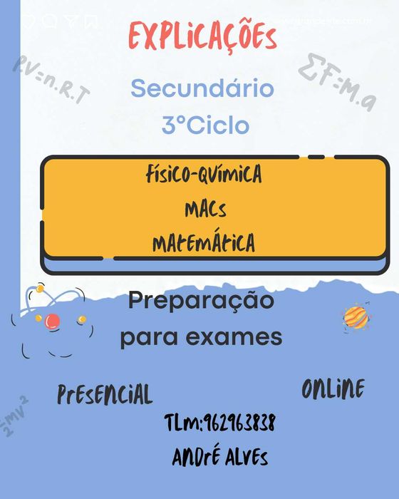 Explicações Matemática,Físico-química e Macs
