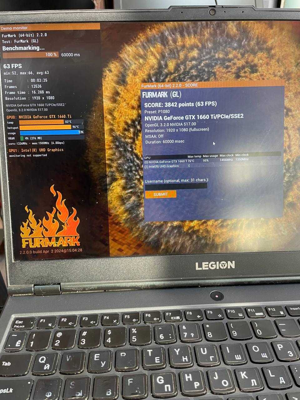 Ноутбук Lenovo Legion 5 i7-10750H RAM16 SSD512 GTX 1660Ti