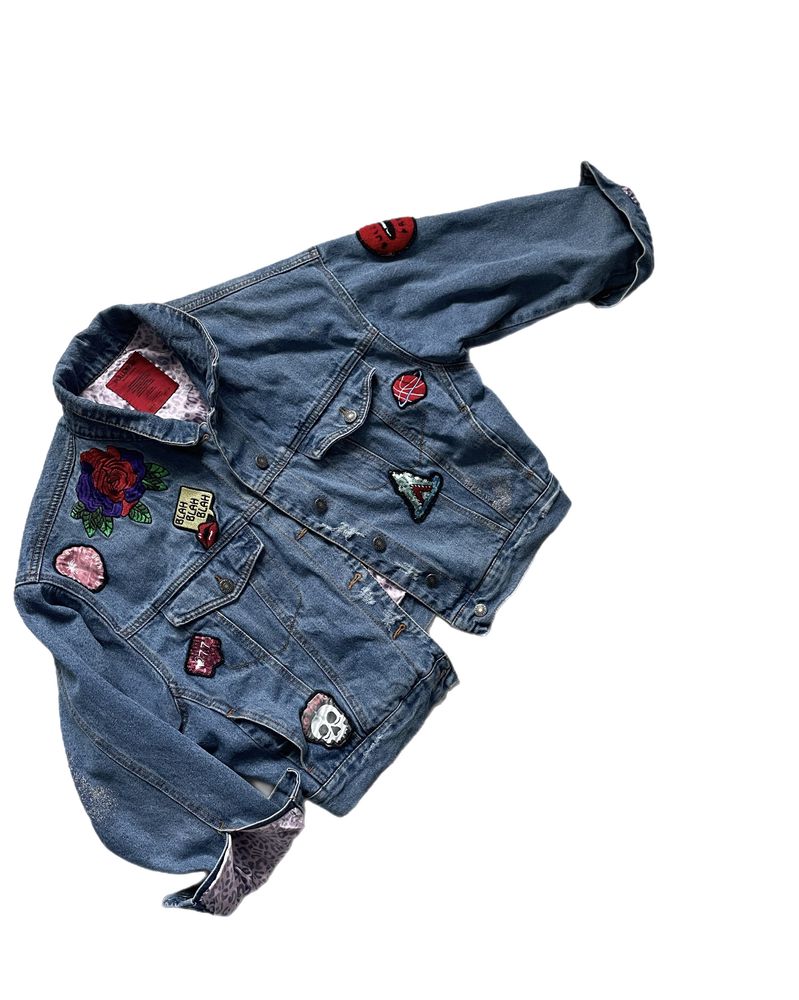 Katana damska jeans kurtka naszywki Pull & Bear Denim Collection M 38