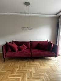 Sofa velur stan idealny bordowa