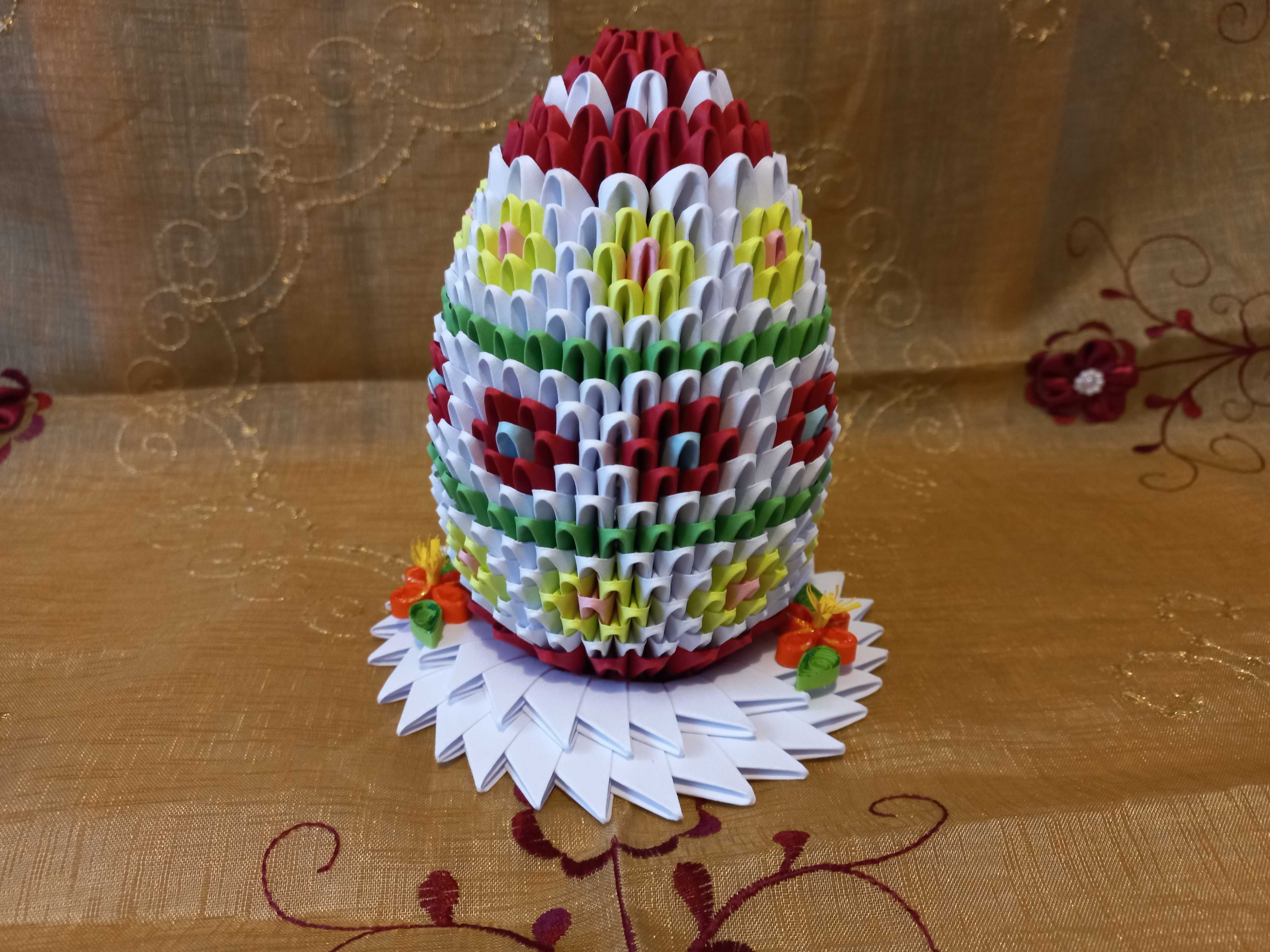 PISANKA Wielkanocna na podstawce- origami rękodzieło prezent dekoracja