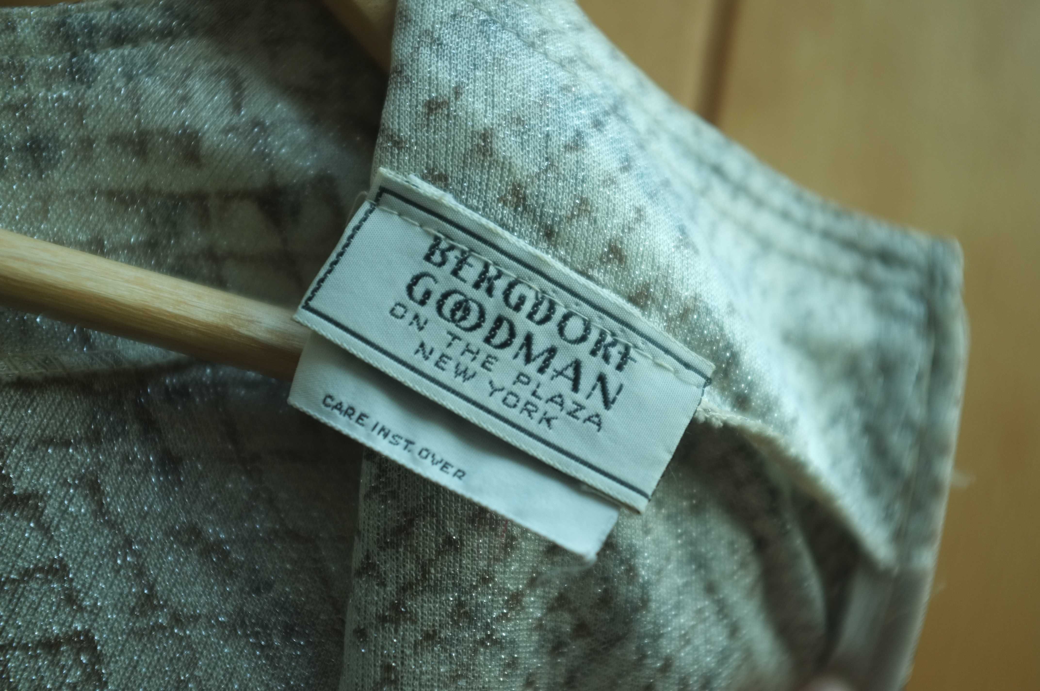 wężowa wieczorowa bluzka vintage Bergdorf Goodman New York brokatowa