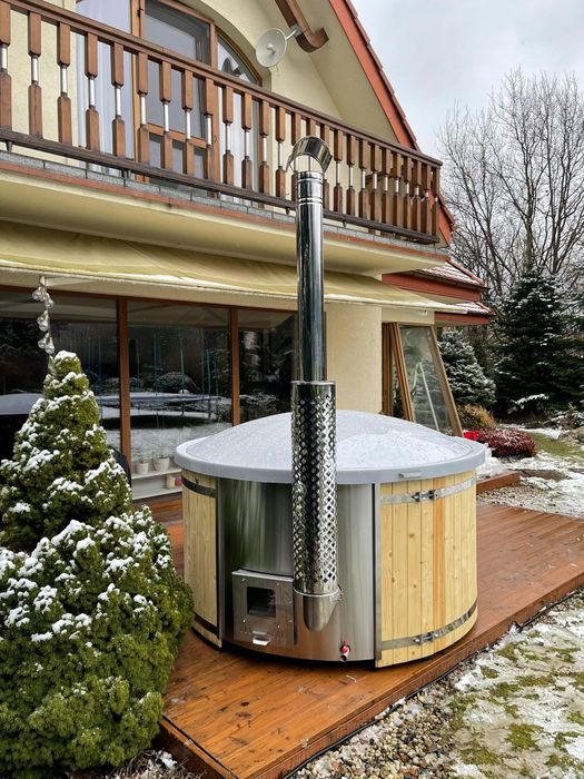 Balia gorąca Beczka Piec Hydromasaż opalana drewnem jakuzi