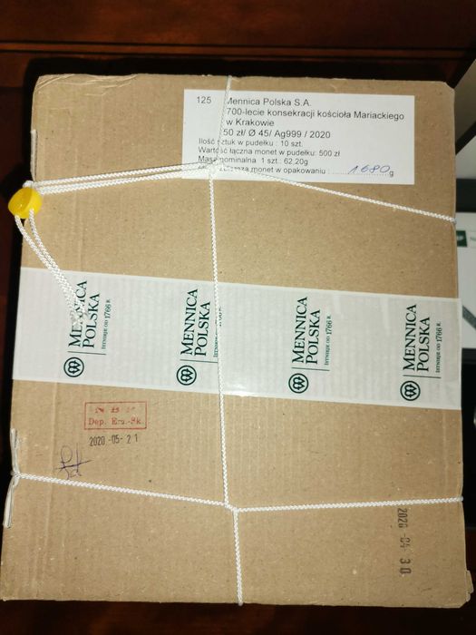 50 zl 700 lecie kosciola Mariackiego Pudełko bankowe 10 szt. - plomba