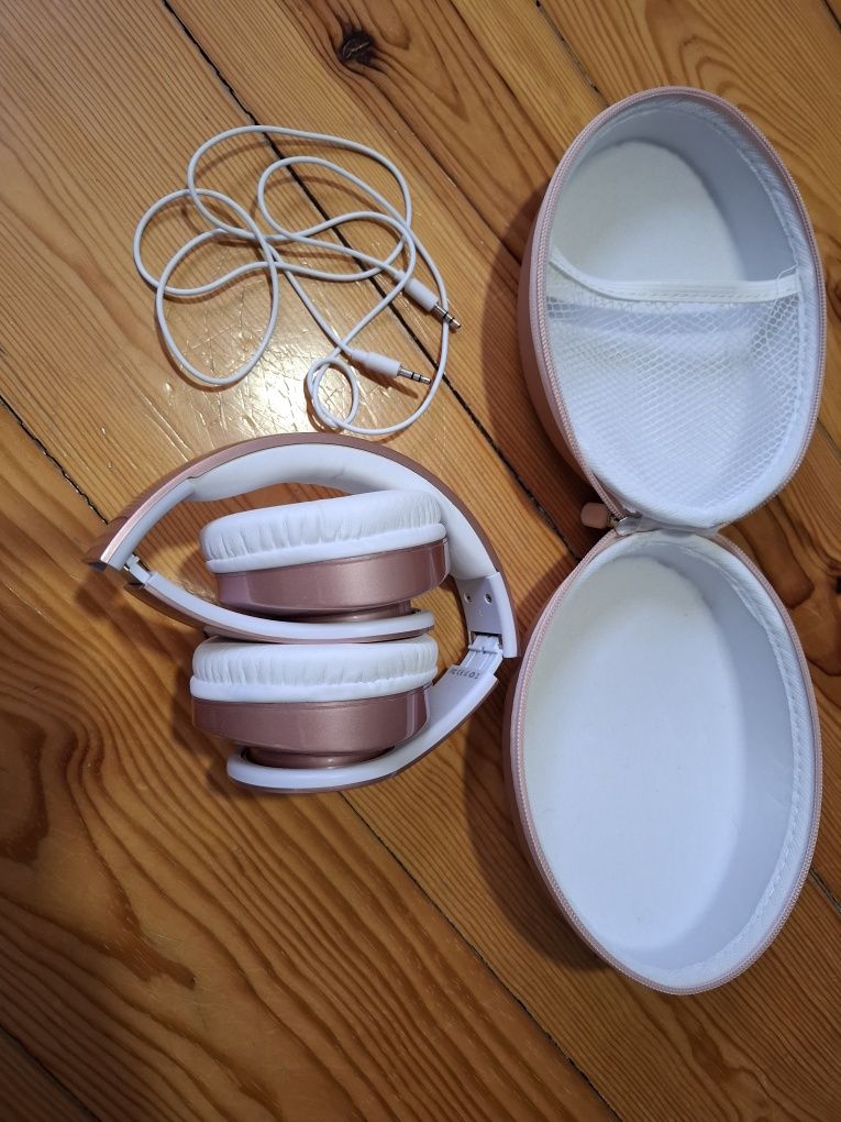 Auscultadores Bluetooth Rosa e branco