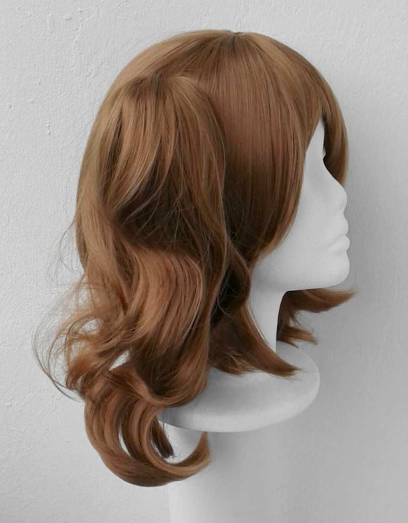 Promocja Brązowa krótka peruka z kitkami grzywką cosplay wig lolita