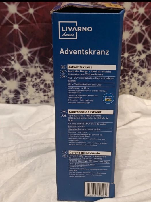 Livarno home – Wieniec/ stroik adwentowy, rustykalny, Ø ok. 28 cm