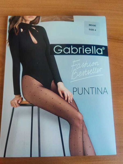 Rajstopy Gabriella Puntina w kropki rozmiar 4 beżowe