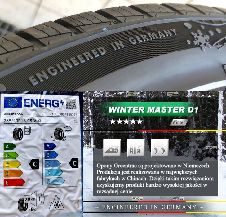 Opony 235/40R18 Greentrac Winter Master D1 2025r 3 lata gwar.